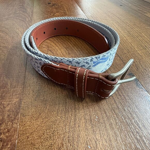 Peter Millar Embroidered Belt Men 40 Canvas Buckle USA - Picture 1 of 5